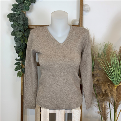Pull Tricotonic taupe laine cachemire