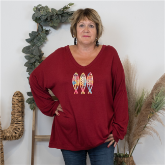 Pull jolies formes rouge