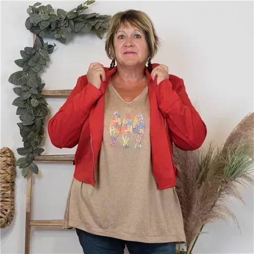 Perfecto suédine rouge