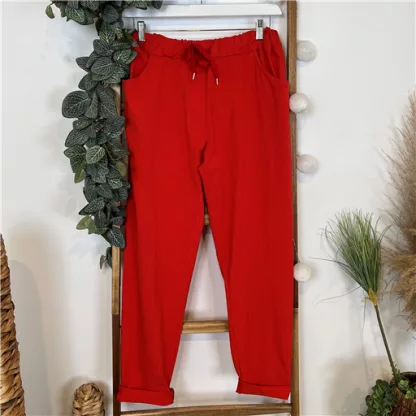 Pantalon Élastiqué Rouge C'Mélodie