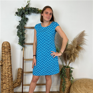 Robe Courte Turquoise Lin