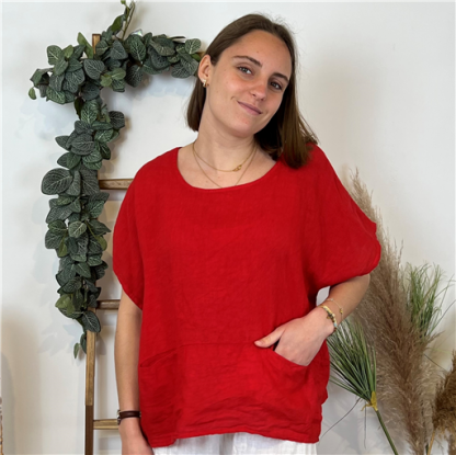 Blouse Lin Italienne Rouge