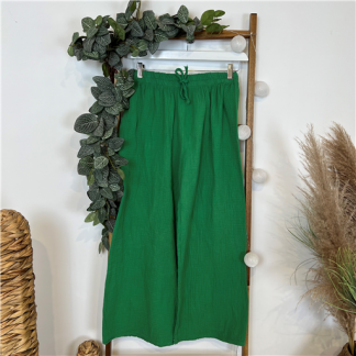 Pantalon Flare Coton Vert