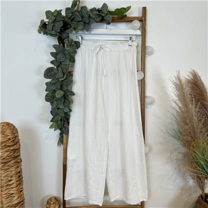 Pantalon Flare Coton Blanc