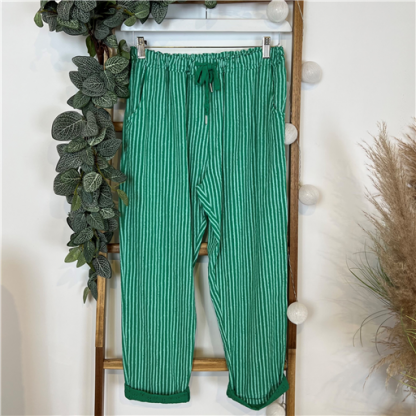 Pantalon Rayé Italien Vert