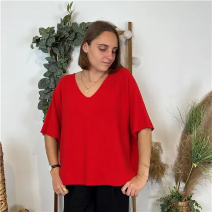 Pull Croptop Loose Rouge