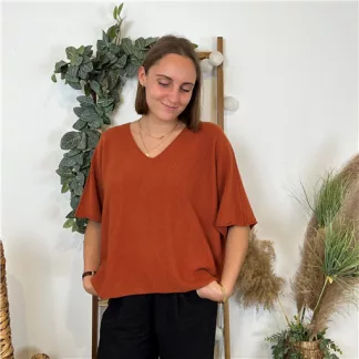 Pull Croptop Loose Rouille