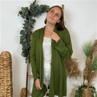 Gilet Mi-Long Vert Maille