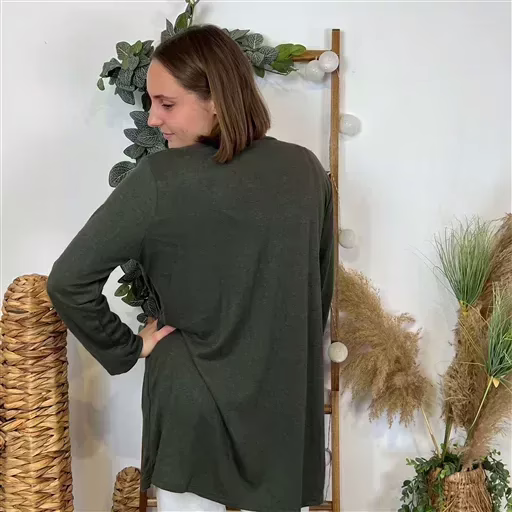 L383- Gilet mi-long (Tu) (kaki) – Image 3