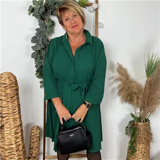 Z393- Christy Robe unie (T44-T52) (vert sapin) – Image 3