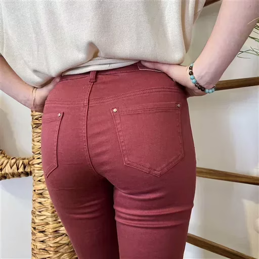 O537- Jean 7/8ème Voggo (T36 T44) (bordeaux) – Image 5