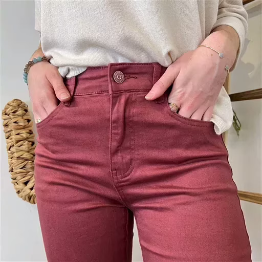 O537- Jean 7/8ème Voggo (T36 T44) (bordeaux) – Image 6