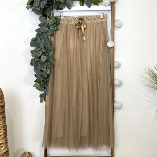 Jupe Tulle Unie Beige