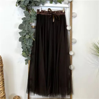 Jupe Tulle Unie Marron