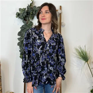 Blouse Noire Orchidées ByOne