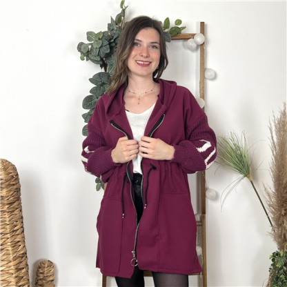 Manteau Mauve Bi-Matière Italien