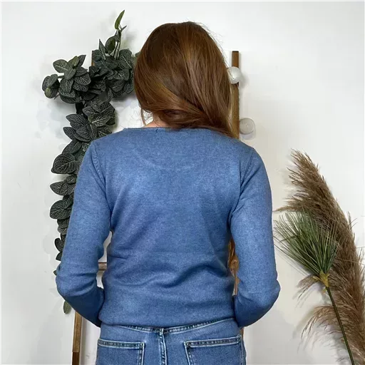 Y251- Pull Laine Cachemire "Tricotonic" (les T36&40) (bleu indigo) – Image 4