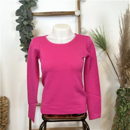 Pull Tricotonic Rond Fuchsia