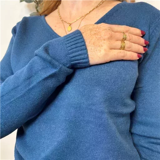 Y248- Pull Laine Cachemire "Tricotonic" (les T36&40) (bleu pétrole) – Image 6