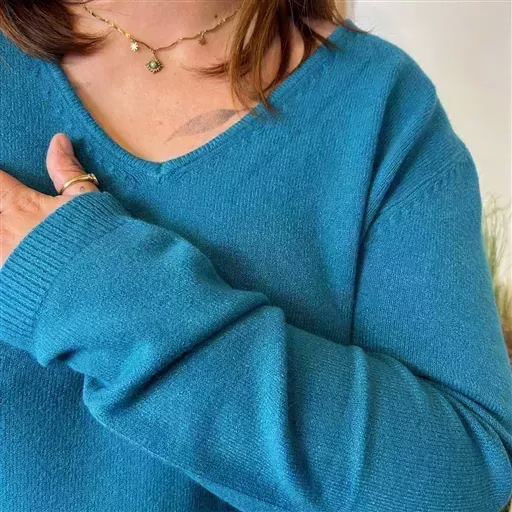 Y250- Pull Laine Cachemire "Tricotonic" (T44-T48) (bleu canard) – Image 7