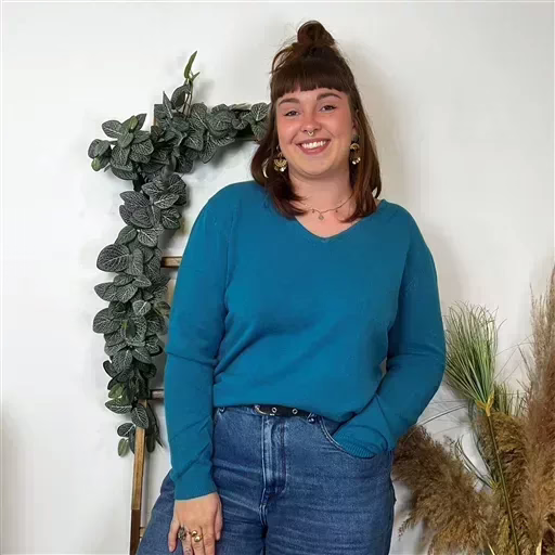 Y250- Pull Laine Cachemire "Tricotonic" (T44-T48) (bleu canard) – Image 3