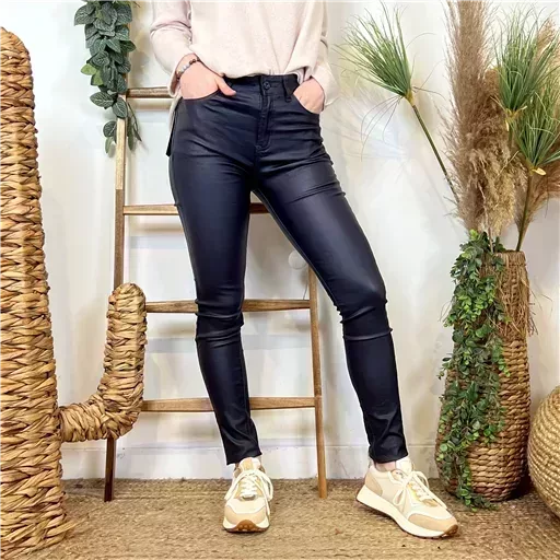 M969- Jean coupe slim Enduit (T36-T44) (marine) – Image 2