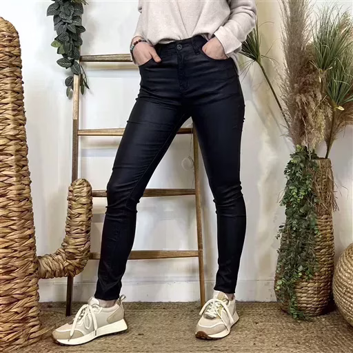 M969- Jean slim Enduit (T36-T44) (marine) – Image 6