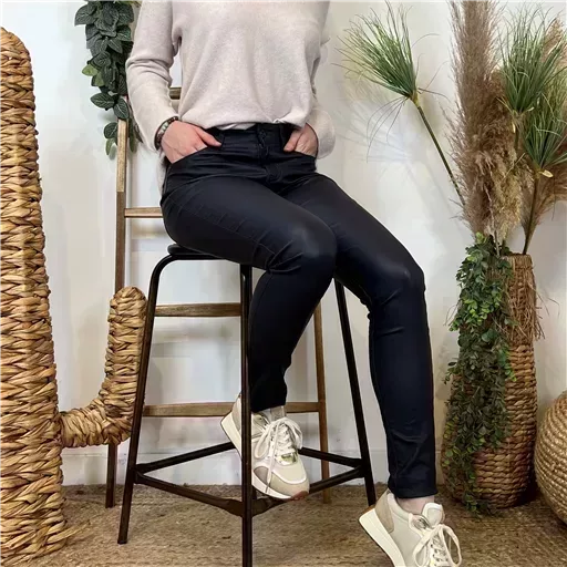 M969- Jean coupe slim Enduit (T36-T44) (marine) – Image 4