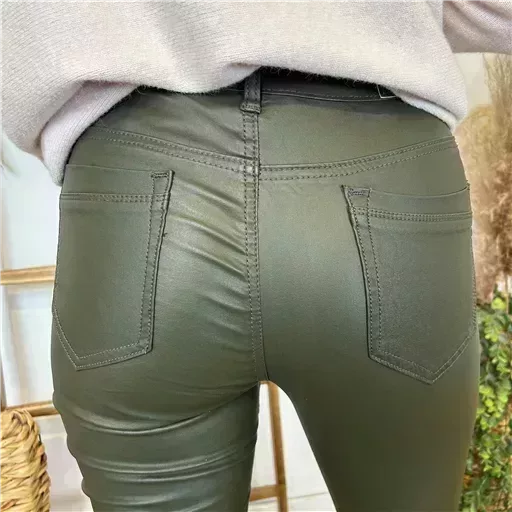 M969- Jean coupe slim Enduit (T36-T44) (kaki) – Image 7