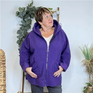 Manteau Maille Bouclettes Violet