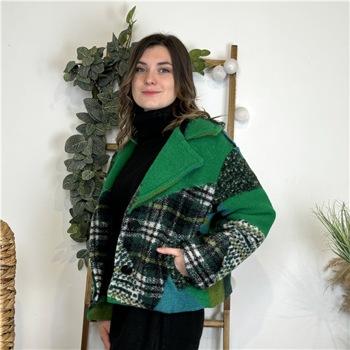 Manteau tartan vert et bleu hot sale