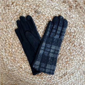 Gants Tactiles Noirs Écossais