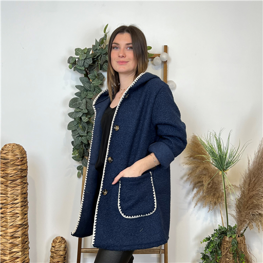 Manteau bouclette 2025 bleu marine