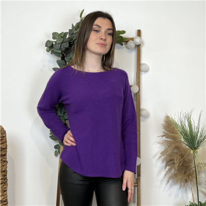 Pull Violet Col Rond