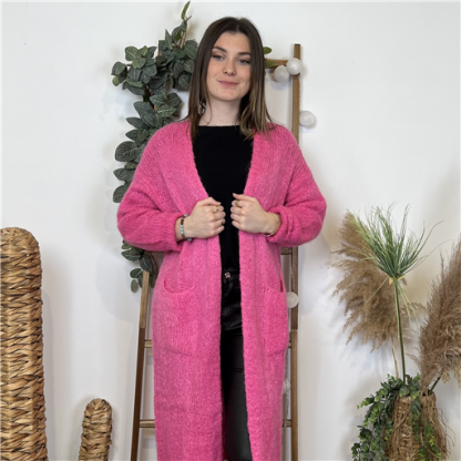 Gilet Long Fuchsia Mohair