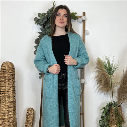 Gilet Long Céladon Mohair