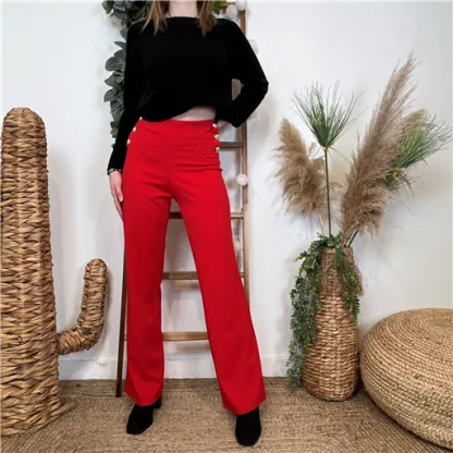 Pantalon à Pont Flare Rouge