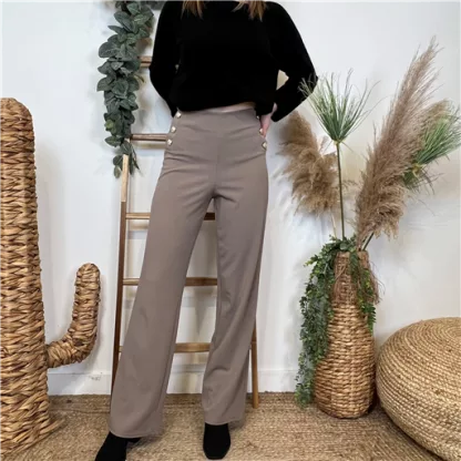 Pantalon à Pont Flare Taupe