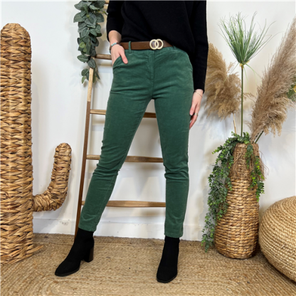 Pantalon en Velour Vert Sapin