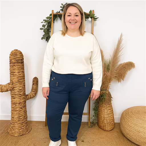 T543- Pantalon Confort Chaud (T38-T52) (bleu canard) – Image 13