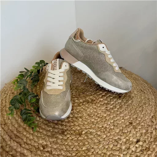 Sneakers Moow Bimatière Doré Bleu Clair