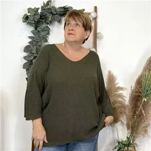 Z163- Pull Nid d'Abeille (Gt) 🇮🇹 (kaki) – Image 4