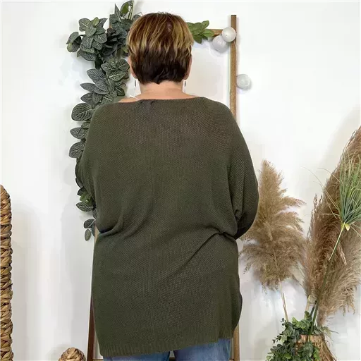 Z163- Pull Nid d'Abeille (Gt) 🇮🇹 (kaki) – Image 3