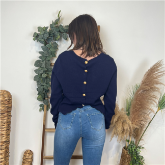 Pull Uni Dos Ouvert Marine