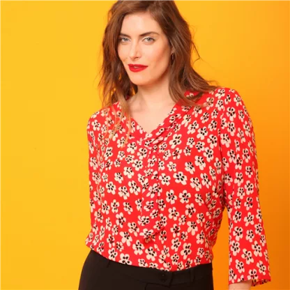 Blouse Cravate Hippocampe Été Rouge