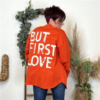 L087- Veste "Love 💖 but..." (Tu) 🇮🇹 (orange)