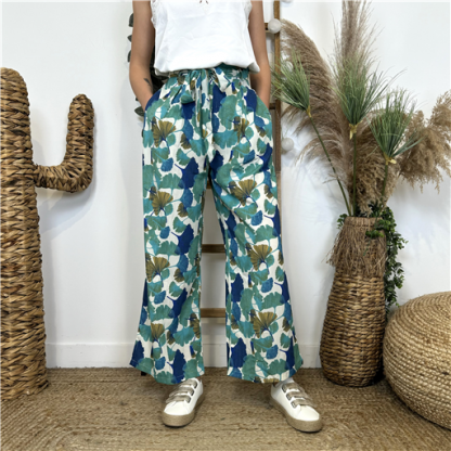 Pantalon Palazzo ByOne Vert Céladon