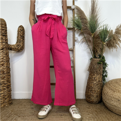Pantalon en Coton ByOne Fuchsia