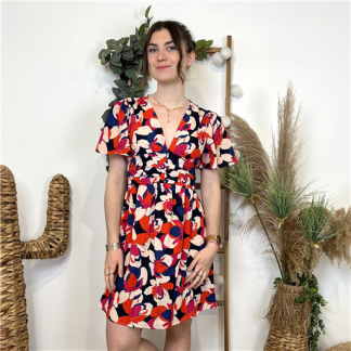 Robe Courte Fleurs ByOne Multicolore