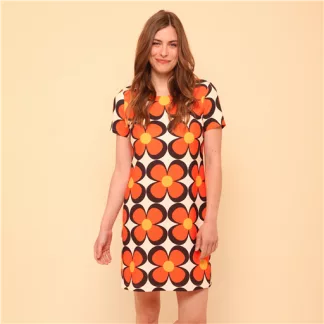 Robe Hippocampe Orange Imprimé Fleurs